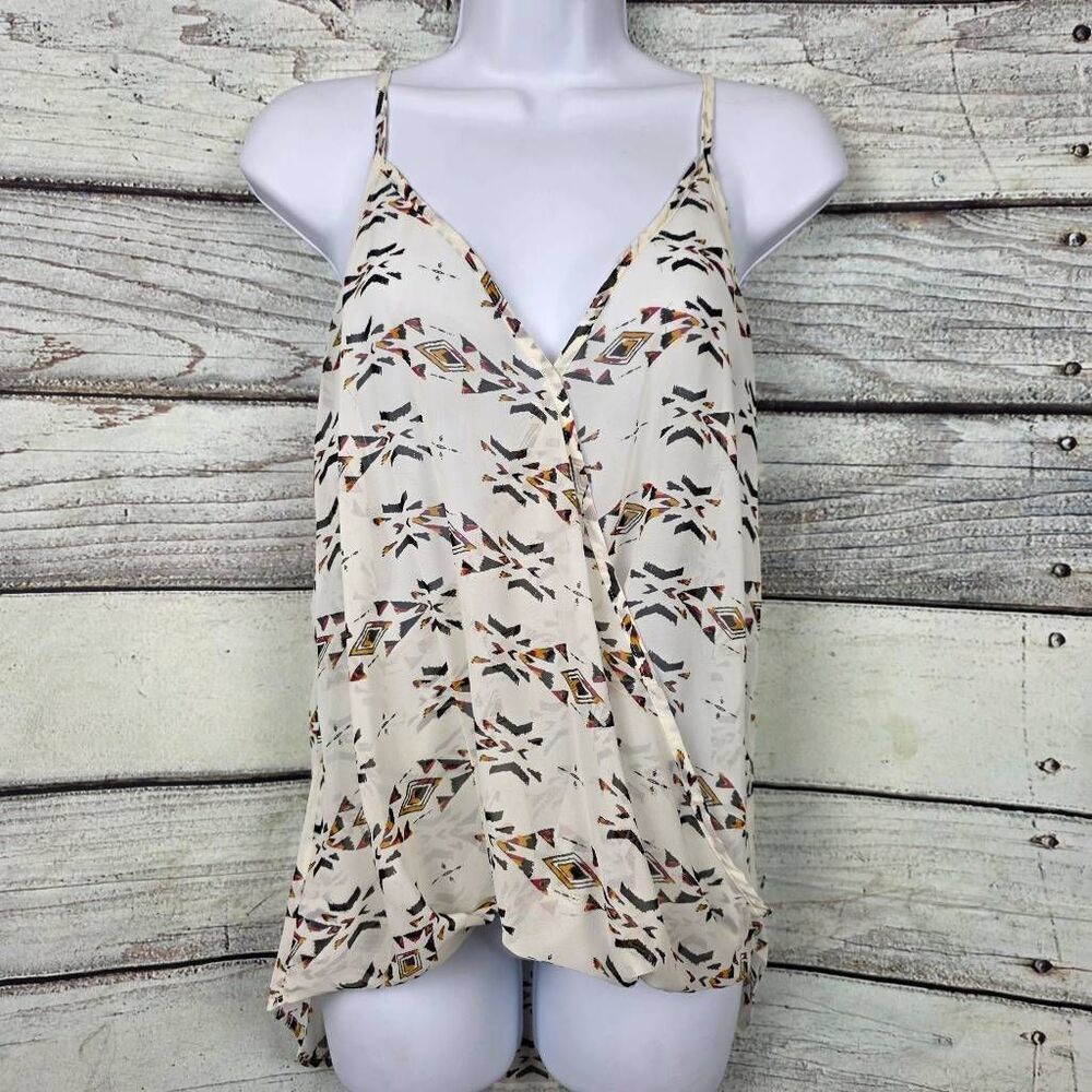 Daytrip Aztec Print Wrap Tank Top Cream Racerback M